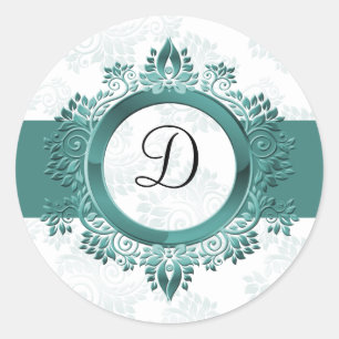 aqua monogram envelop verzegeling ronde sticker