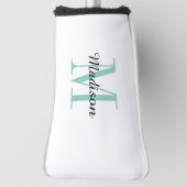 Aqua Monogram Initiaal en naam op maat Golfheadcover (Draai 90)