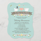 Aqua Monogram Inséparables Invitation à la douche  (Devant / Derrière)