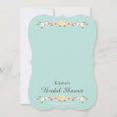 Aqua Monogram Inséparables Invitation à la douche  (Dos)