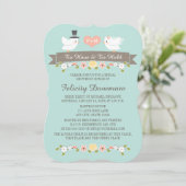 Aqua Monogram Inséparables Invitation à la douche  (Debout devant)