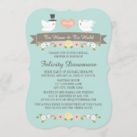 Aqua Monogram Inséparables Invitation à la douche 