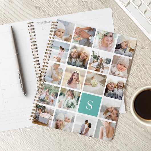Aqua Monogram Photo Collage