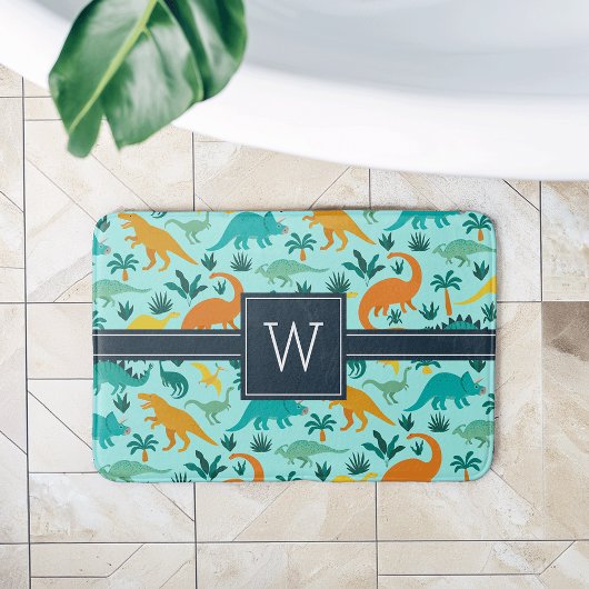 Aqua | Monogram van het Kind van het florenpatroon Badmat