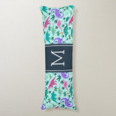 Aqua | Monogram van het Kind van het florenpatroon Lichaamskussen (Voorkant Verticaal)