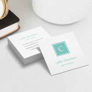 Aqua Monogram Vierkante Visitekaartje