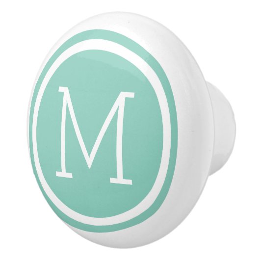 Aqua Monogramme Bouton de tiroir personnalisé (Droite)