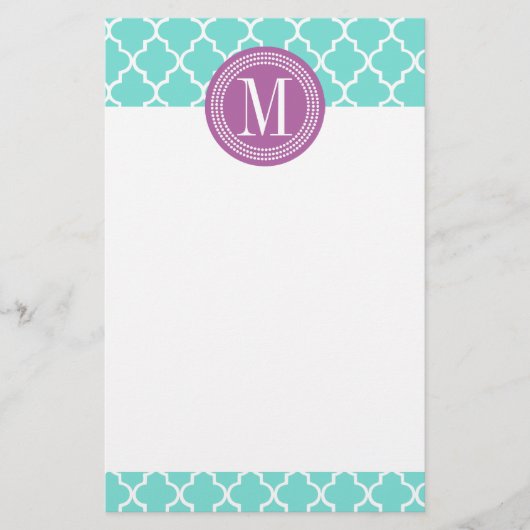 Aqua Moroccan Tiles Lattice Specialized Briefpapier (Voorkant)