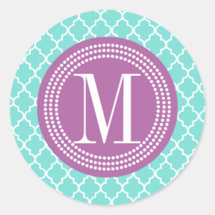 Aqua Moroccan Tiles Lattice Specialized Ronde Sticker