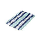 Aqua Navy Blue Stripes en Polka Dots Pattern Badmat (Gekanteld)