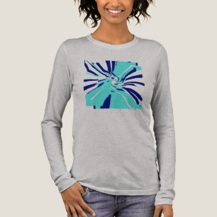Aqua Navy Draaiend Abstract Bloemendek Retro Pop A Tri-Blend Shirt