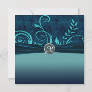 Aqua & Navyblauw Fluwelen Huwelijkszwirling Kaart