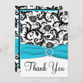 Aqua, noir, blanc Carte de remerciements Damas (Devant / Derrière)