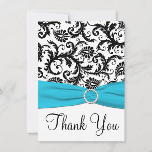 Aqua, noir, blanc Carte de remerciements Damas