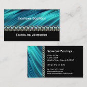Aqua, noir et carte de visite à chaînes d'argent (Devant / Derrière)