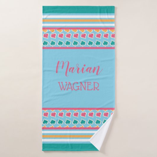 Aqua Nom personnalisé Turquoise Serviette de bain  (Serviette de bain)