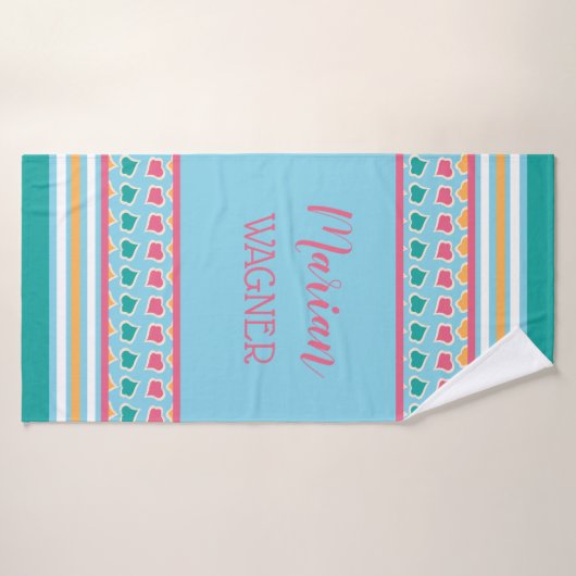 Aqua Nom personnalisé Turquoise Serviette de bain (Serviette de bain)