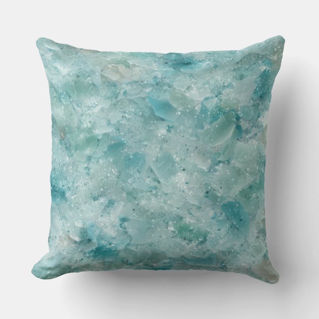 Aqua ocean crystals Throw Pillow Kussen (Voorkant)