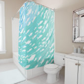 Aqua Ocean Fish Beachy Pattern Douchegordijn (In situ)