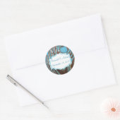  Aqua Old Barn Wood Save the Date Seal Ronde Sticker (Envelop)