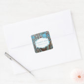  Aqua Old Barn Wood Save the Date Seal Vierkante Sticker (Envelop)