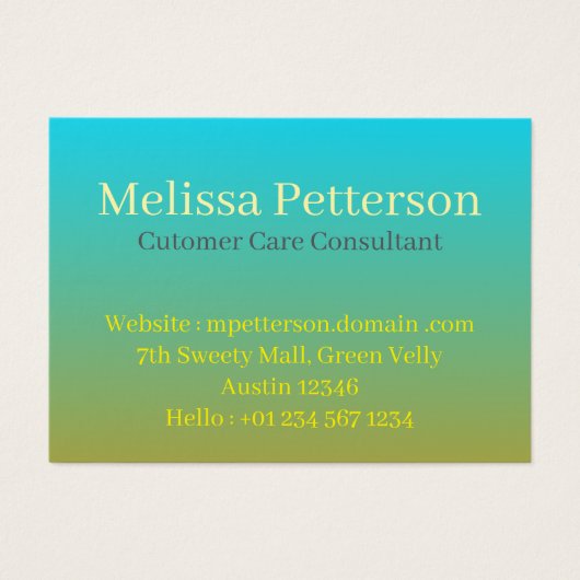 Aqua–Olive Smooth Gradient, Business Cards (Devant)