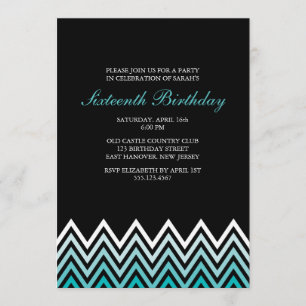 Aqua Ombre Chevrons Birthday Kaart