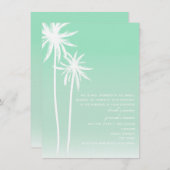 Aqua Ombré Palm Trees Beach Wedding Invitation (Devant / Derrière)