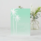Aqua Ombré Palm Trees Beach Wedding Invitation (Debout devant)