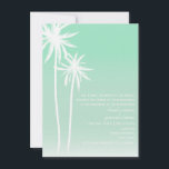 Aqua Ombré Palm Trees Beach Wedding Invitation<br><div class="desc">Une faire-part de mariage tropicale sur le thème de la plage avec à gauche l'illustration de deux palmiers blancs sur un arrière - plan à l'ombre d'un aqua. Personnalisez le texte blanc avec les détails de votre occasion.</div>