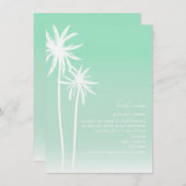 Aqua Ombré Palm Trees Beach Wedding Invitation (Devant / Derrière)