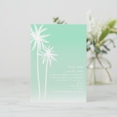 Aqua Ombré Palm Trees Beach Wedding Invitation (Debout devant)