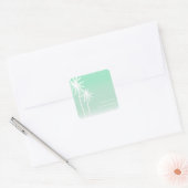 Aqua Ombré Palm Trees Beach Wedding Sticker (Enveloppe)