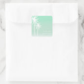 Aqua Ombré Palm Trees Strand Bruiloft Sticker (Tas)