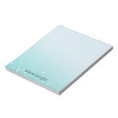 Aqua Ombre Witte Bokeh Confetti Stippen Notitieblok (Gedraaid)