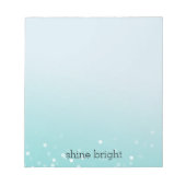 Aqua Ombre Witte Bokeh Confetti Stippen Notitieblok (Voorkant)