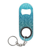 Aqua Ombre Zebra Print Sleutelhanger Flessenopener (Voorkant)