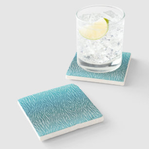 Aqua Ombre Zebra Print Stenen Onderzetter