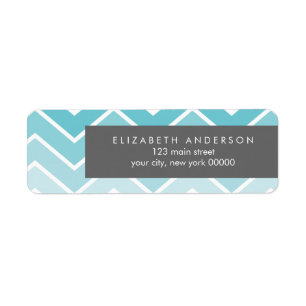 Aqua Ombre Zig Zag Chevron Patroon Etiket