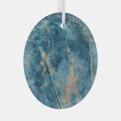 Aqua Onyx Marmer: Ontwerp met hoge resolutie. Glas Ornament (Voorkant Rechts)