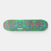 Aqua, Oranje en Groene Groovy Abstracte Retro Art Skateboard (Horizontaal)