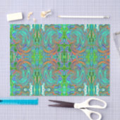 Aqua, Oranje en Groene Groovy Abstracte Retro Art Tissuepapier (Craft)