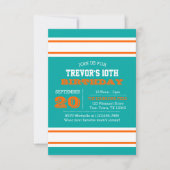 Aqua Oranje en White Team Birthday Kaart (Voorkant)