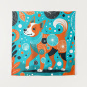 aqua-Oranje hoektand Wandkleed (Voorkant)