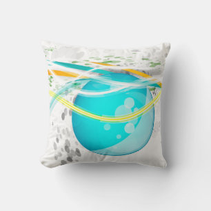 Aqua Orb Abstrait Américain MoJo Coussin
