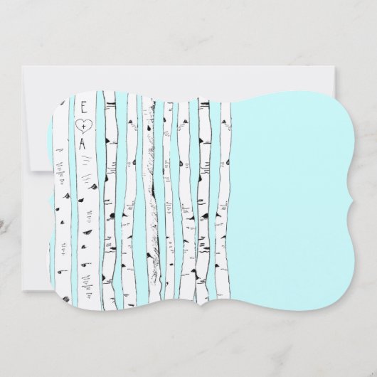 Aqua OU TOUTE COULEUR Birch Tree Invitations de ma (Dos)
