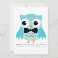 Aqua Owl met de Uitnodiging van het Baby shower va