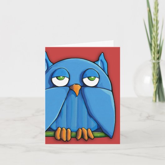 Aqua Owl red Note Kaart (Voorkant)