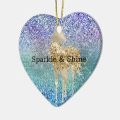 Aqua Paars Glitter Sparkle Gold Unicorn Keramisch Ornament (Links)