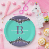 Aqua & Paars Lace Wedding Souvenir Bord (Feest)